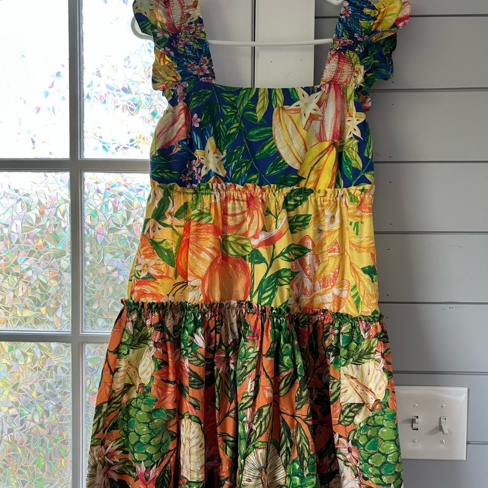 Farm Rio Colorful Floral Tiered Dress